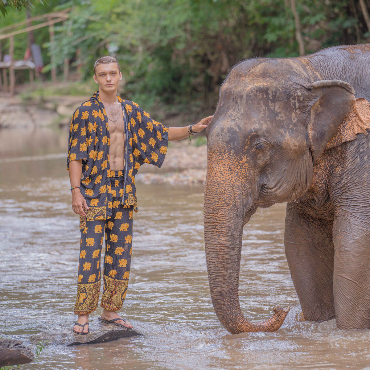 Thai Elephant Pants ,black Elepant Pants,elephant Pants ,rayon Pants, Genie  Pants Trouser Unique Pants Elephant ,lisa Thai Elepants Pants 