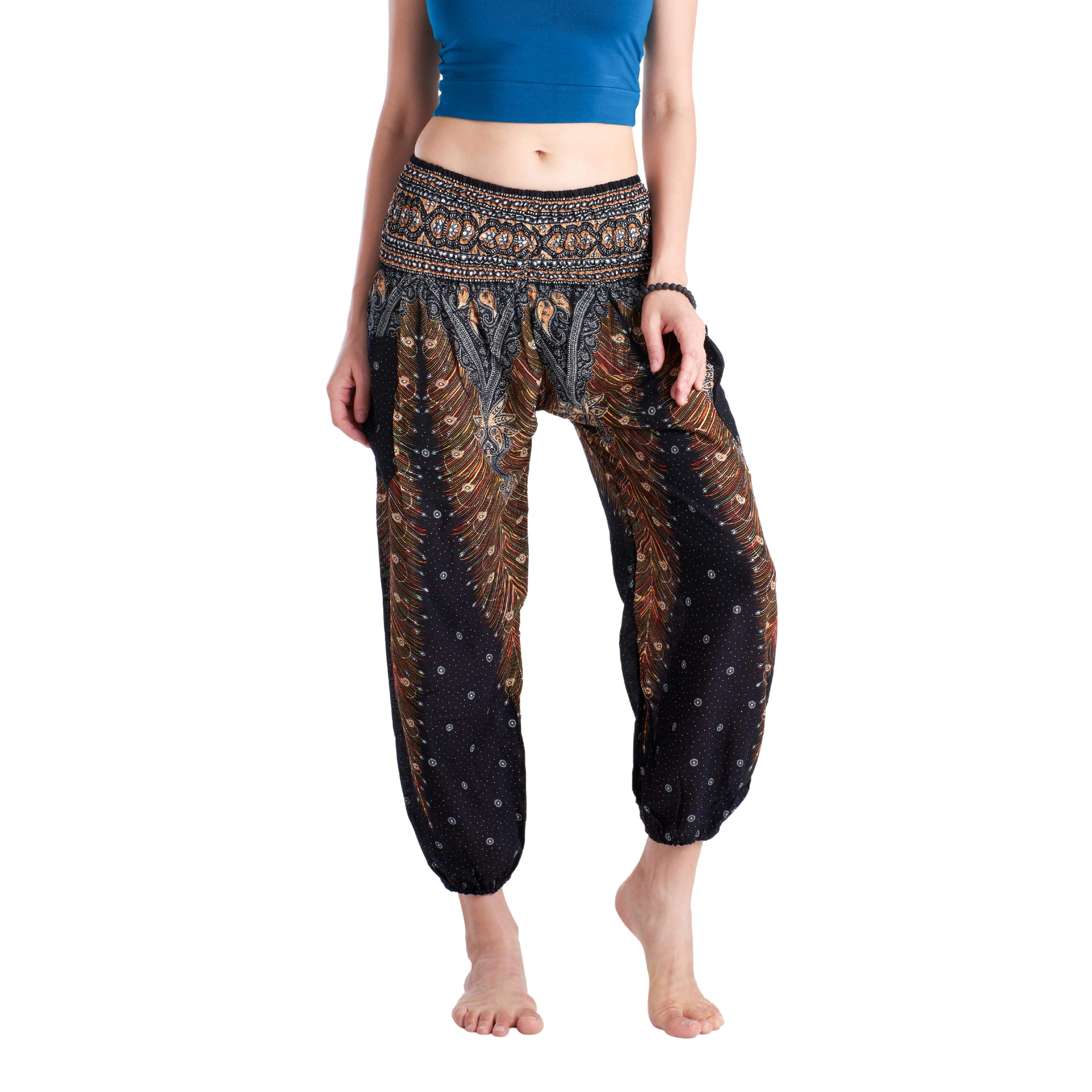 LOPBURI ELEPHANT PANTS - BLACK Elepanta Harem Pants | Elastic Waist - Buy Today Elephant Pants Jewelry And Bohemian Clothes Handmade In Thailand Help To Save The Elephants FairTrade And Vegan