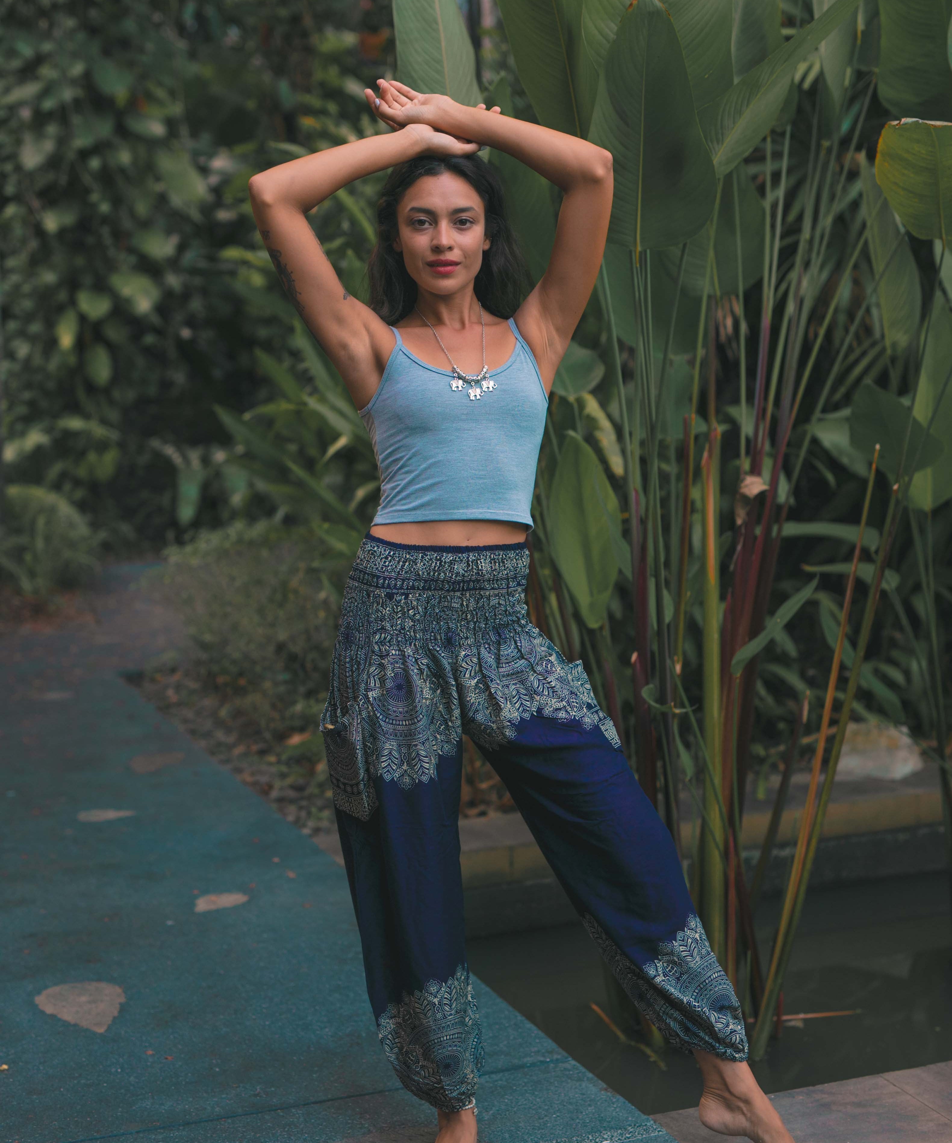 MALACCA BOHO PANTS - NAVY BLUE Elepanta Elastic Waist | Harem Pants - Buy Today Elephant Pants Jewelry And Bohemian Clothes Handmade In Thailand Help To Save The Elephants FairTrade And Vegan
