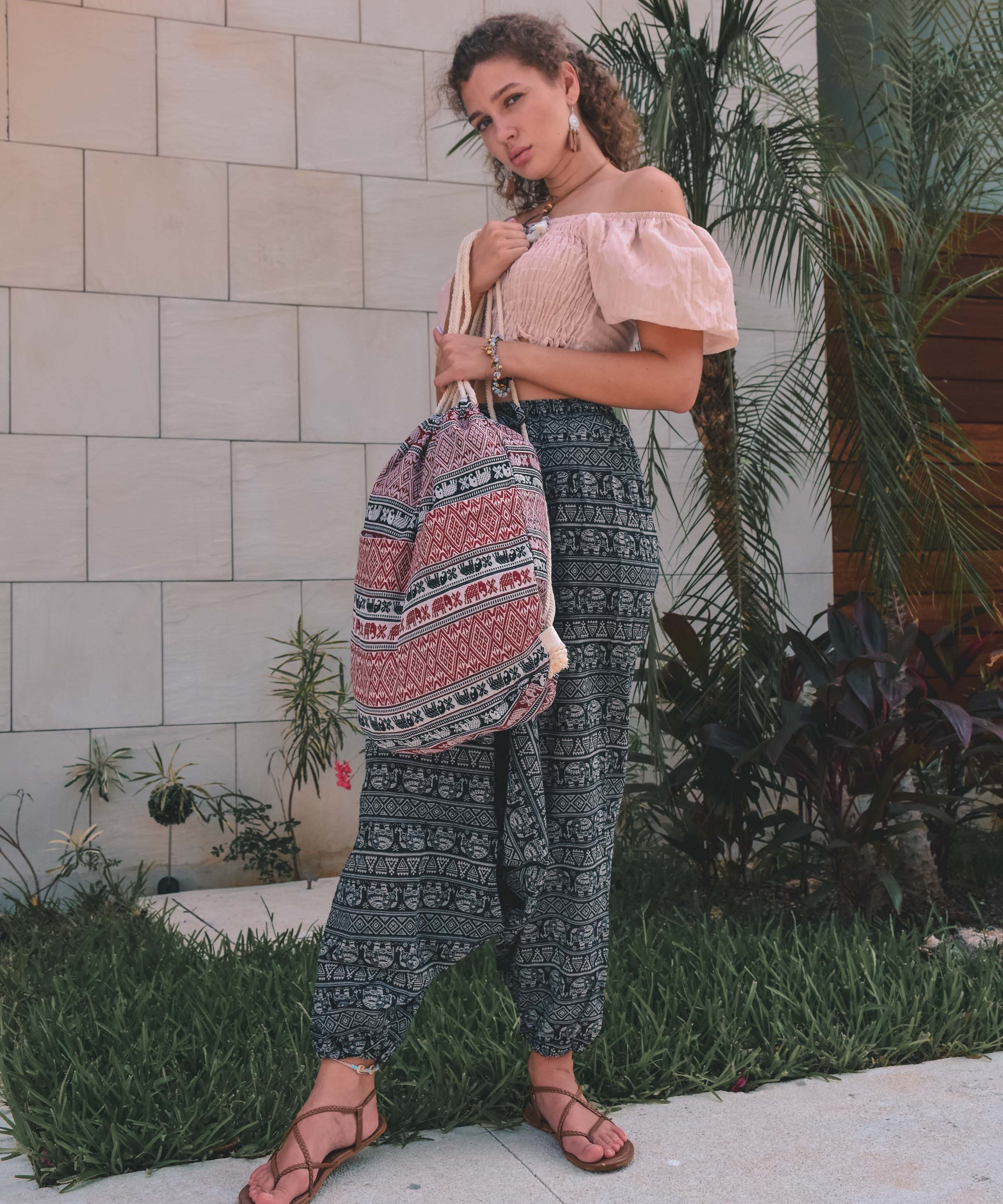 MALAWI DRAWSTRING BAG Elepanta Travel Bags - Buy Today Elephant Pants Jewelry And Bohemian Clothes Handmade In Thailand Help To Save The Elephants FairTrade And Vegan