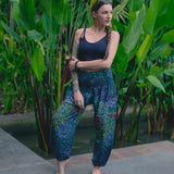 DELHI BOHO PANTS - BLUE Elepanta Elastic Waist | Harem Pants - Buy Today Elephant Pants Jewelry And Bohemian Clothes Handmade In Thailand Help To Save The Elephants FairTrade And Vegan