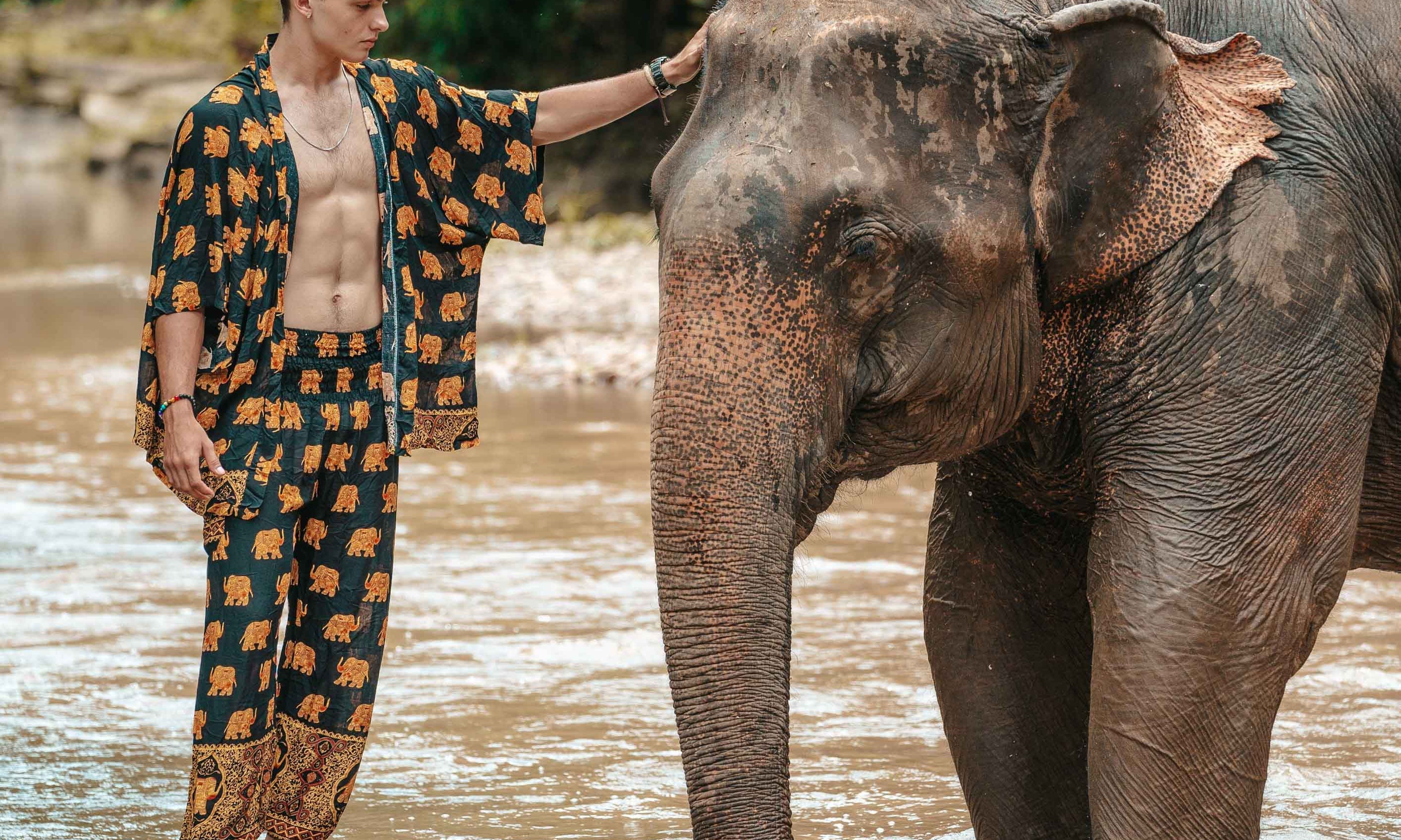 Savanna Kimono Elepanta Men's Kimonos - Buy Today Elephant Pants Jewelry And Bohemian Clothes Handmade In Thailand Help To Save The Elephants FairTrade And Vegan