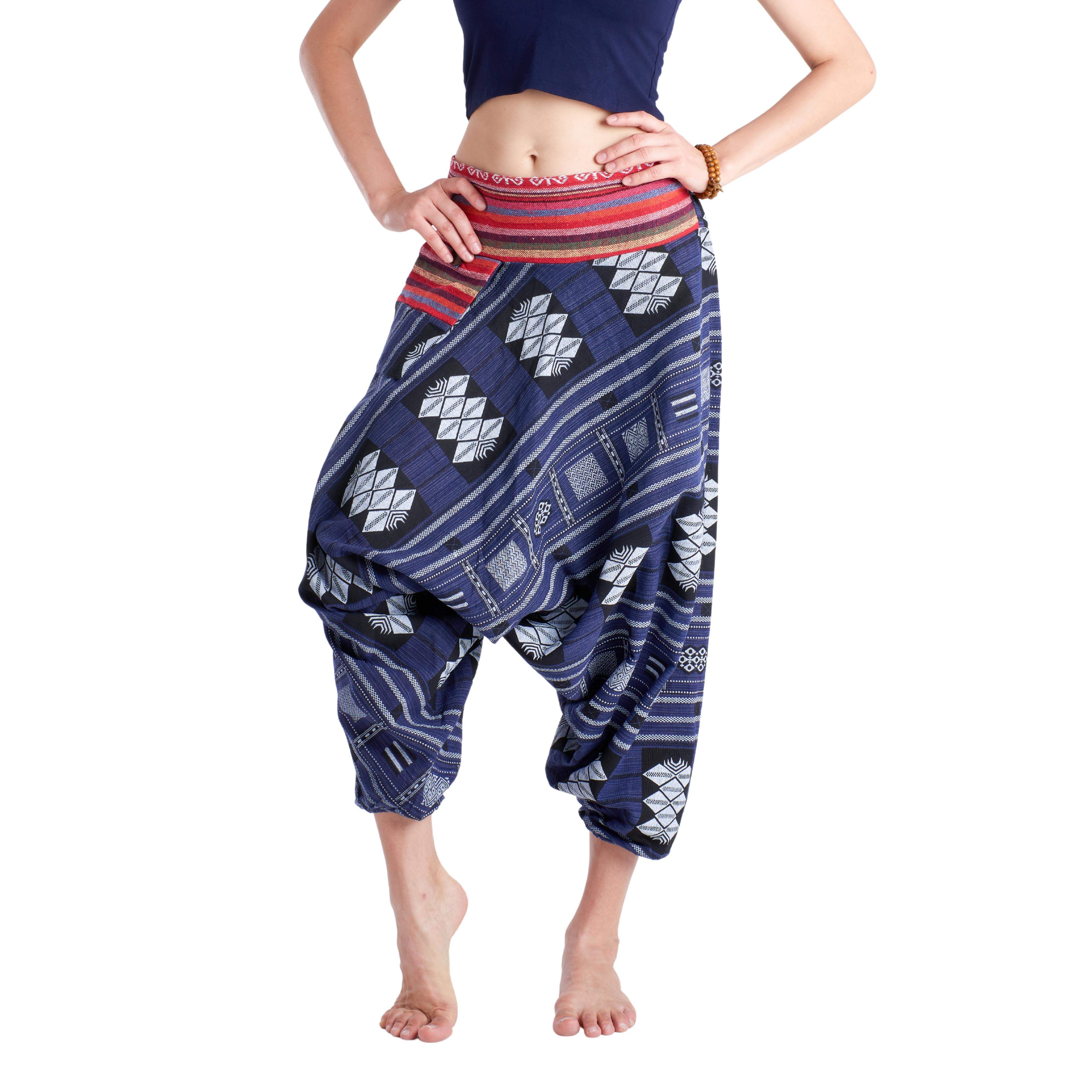 THAI TRIBAL PANTS - BLUE Elepanta Hippie Pants | Tribal - Buy Today Elephant Pants Jewelry And Bohemian Clothes Handmade In Thailand Help To Save The Elephants FairTrade And Vegan