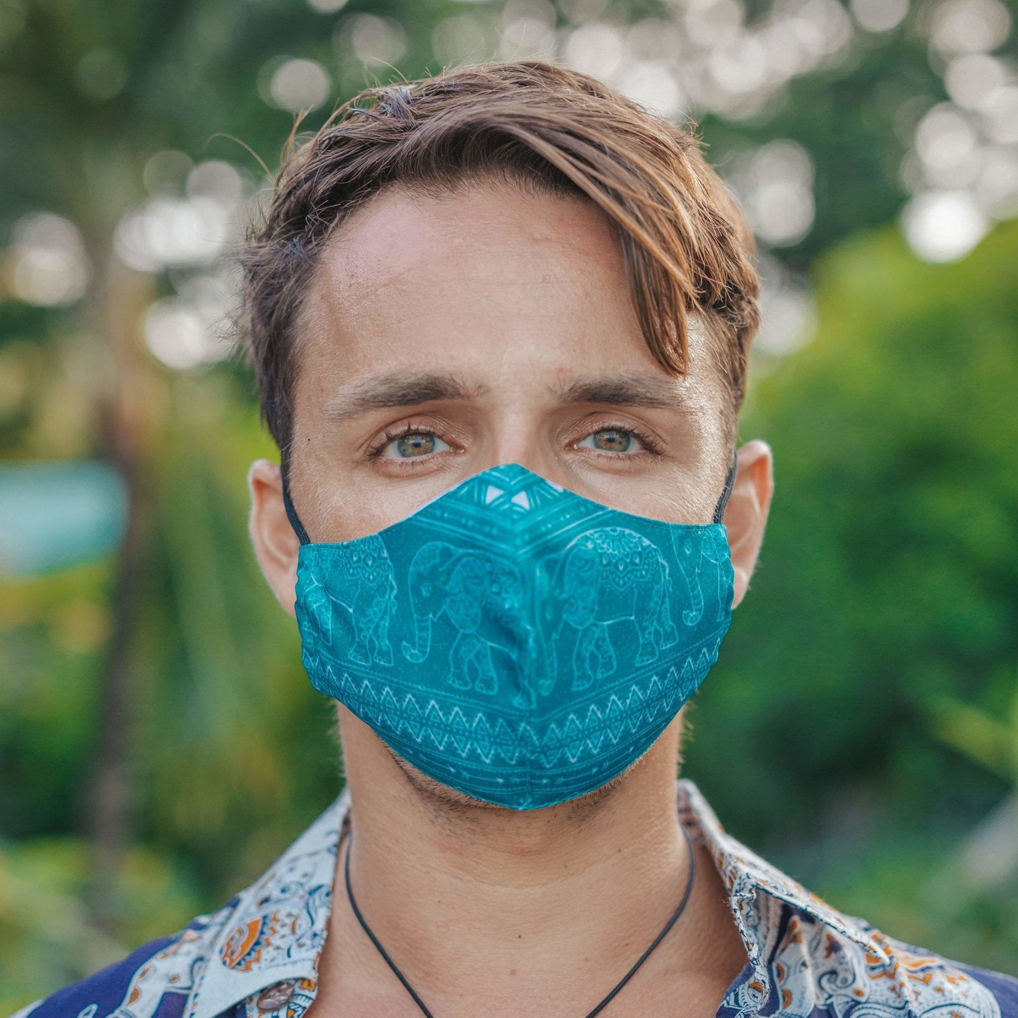 FACE MASK - Teal Elepanta Face Masks - Buy Today Elephant Pants Jewelry And Bohemian Clothes Handmade In Thailand Help To Save The Elephants FairTrade And Vegan